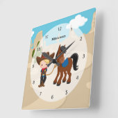 カウボーイ スクエア壁時計 (傾斜)