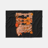 カウボーイ チェック柄 秋, 秋のカボチャ, ブーツ 牛 面白い フリースブランケット (正面(横))