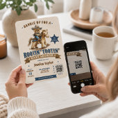 カウボーイ テディベア ウエスタン QR RSVP ベビーシャワー 招待状