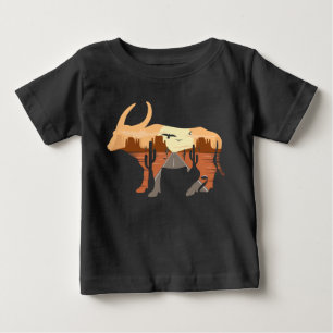 カウボーイ デザート サンライズ 牛 雄牛 サボテン ベビーTシャツ