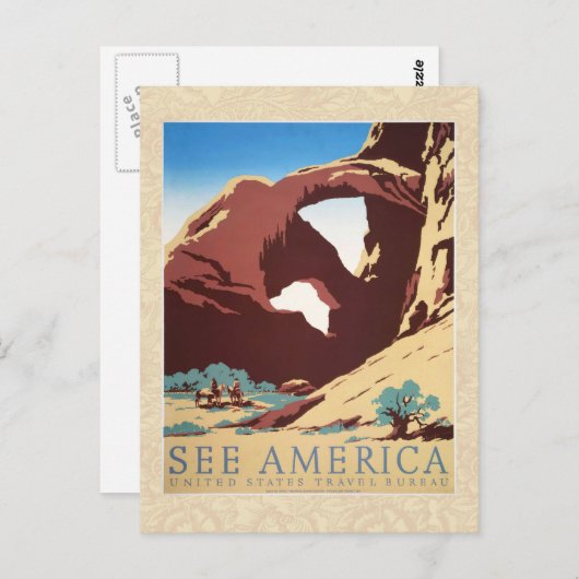 カウボーイ デザート ヴィンテージ ウェスタン 馬 ポストカード (正面/裏面)