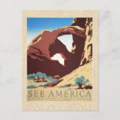 カウボーイ デザート ヴィンテージ ウェスタン 馬 ポストカード (正面)