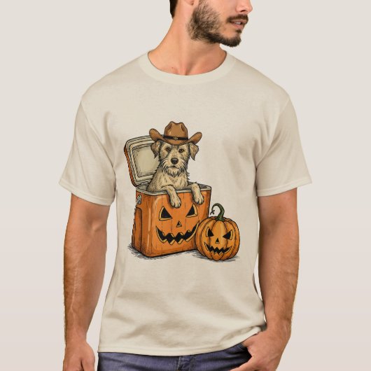 カウボーイ・ドッグの面白いデザイン Tシャツ (正面)