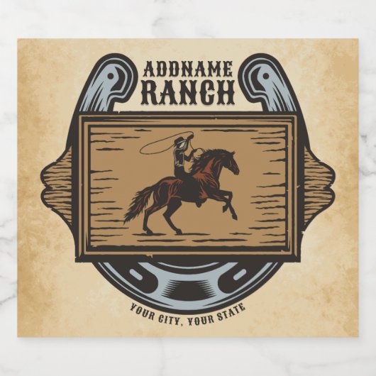 カウボーイ・ネーム追加 ウエスタン家族 馬牧場 ビールラベル (シングルラベル)