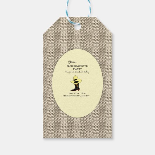カウボーイ ハット シューズ パターン ブライズ パーティー ギフトタグ (正面)