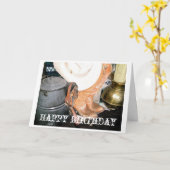 カウボーイ、ハッピーバースデー カード (黄色い花)