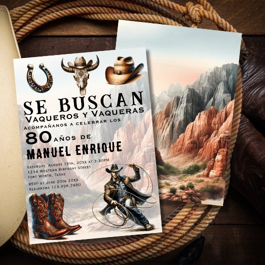 カウボーイ バケーロ スペイン西部 ワイルドウェスト 80歳の誕生日 招待状