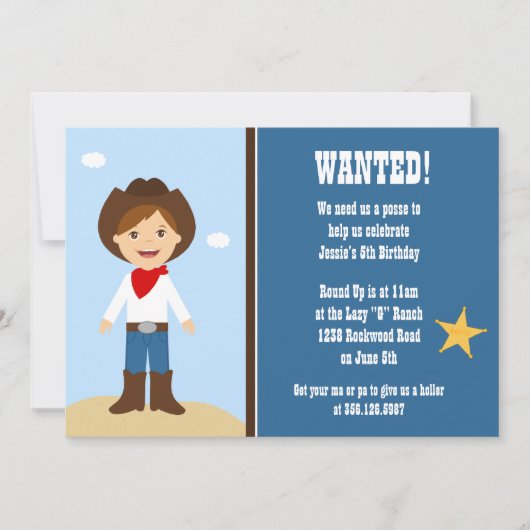 カウボーイ·バースデー·パーティーの招待 招待状 (正面)