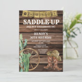 カウボーイ バースデー ラスティック ウッド 招待状 (スタンド正面)