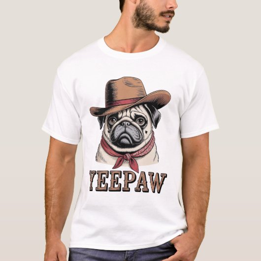 カウボーイ・パグ Tシャツ (正面)