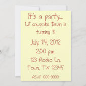カウボーイ パーティー 招待状 (裏面)