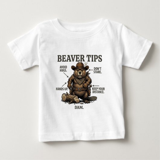 カウボーイ ビーバー おもしろ 野生西部 ヴィンテージ ベビーTシャツ (正面)