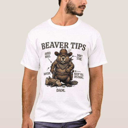 カウボーイ ビーバー おもしろ 野生西部 ヴィンテージ Tシャツ (正面)