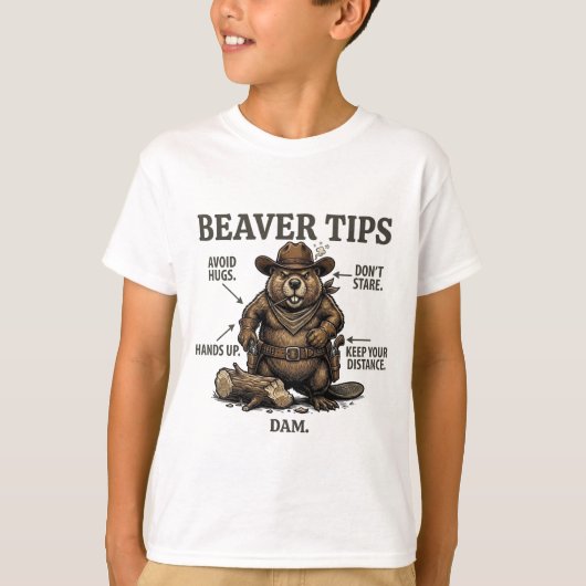カウボーイ ビーバー おもしろ 野生西部 ヴィンテージ Tシャツ (正面)