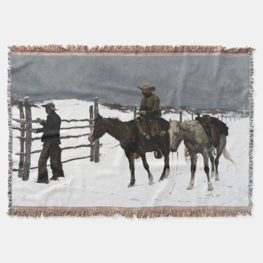 カウボーイ・フレデリック・レミントンの秋1895 スローブランケット (正面)