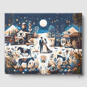 カウボーイ&ブライトブルーウェスタンスタイル結婚ズ ゲストブック (裏面)