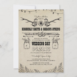 カウボーイ・ブーツのヒマワリの国の素朴な納屋の結婚式 招待状