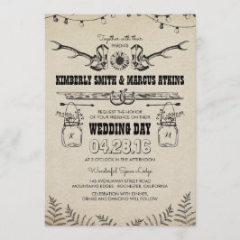 カウボーイ・ブーツのヒマワリの国の素朴な納屋の結婚式 招待状