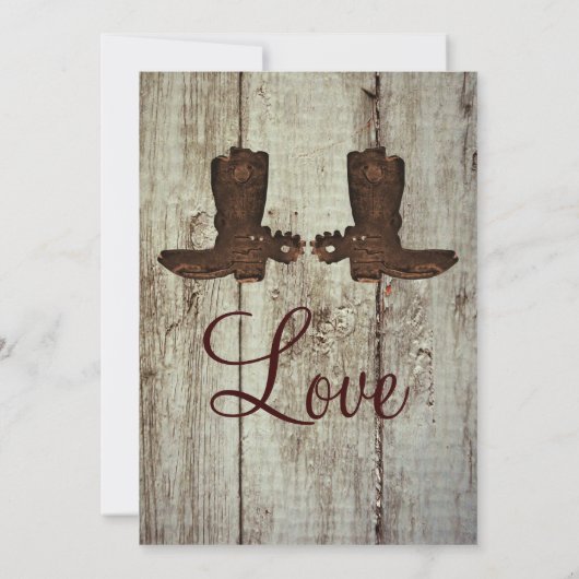 カウボーイ・ブーツの国の西部の結婚式招待状 招待状 (裏面)