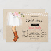 カウボーイ・ブーツの新婦付添人の昼食会の招待 招待状 (正面/裏面)