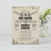 カウボーイ・ブーツの素朴な国のベビーシャワー 招待状 (スタンド正面)