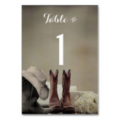 カウボーイ・ブーツの西部の素朴な結婚式のテーブル数 テーブルナンバー (裏面)