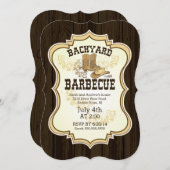 カウボーイ・ブーツの西部の裏庭のバーベキューの招待状 招待状 (正面/裏面)