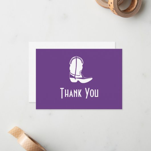 カウボーイ・ブーツは感謝していしていますメッセージカード(暗い紫色) ノートカード (正面/裏面インサイチュ)