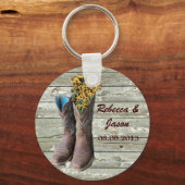 カウボーイ・ブーツ西カントリー・ウェディング感謝してい・ユー キーホルダー (正面)