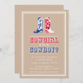 カウボーイ·ブーツ·ジェンダー·リビール·パーティの招待状 招待状 (正面/裏面)