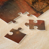 カウボーイ-ブーツ、野生の馬及び西部の日没 ジグソーパズル (側面)