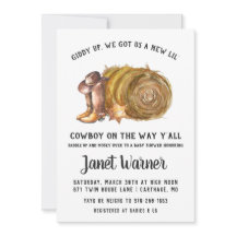 カウボーイ・ベイビー・シャワーのご招待（ラスティック・ウェスタン・ロデオ・スタイル）