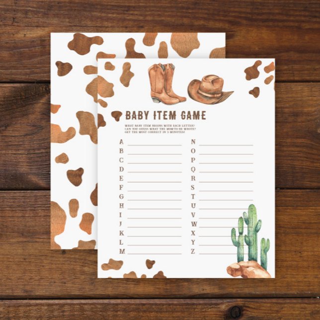 カウボーイ – ベビーアイテムのゲーム。赤ちゃんシャワーゲーム (クリエイターアップロード済み)