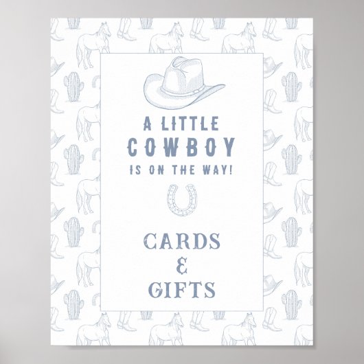 カウボーイ ベビーシャワー カードとギフト ポスター (正面)