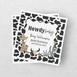カウボーイ ベビーシャワー Howdy Baby グリーンタン スタンダードランチョンナプキン
