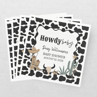 カウボーイ ベビーシャワー Howdy Baby グリーンタン スタンダードランチョンナプキン