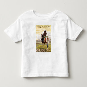 カウボーイ&ホース – オレゴン州ペンドルトン トドラーTシャツ