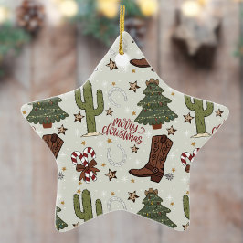 カウボーイ・メリー・クリスマス セラミックオーナメント