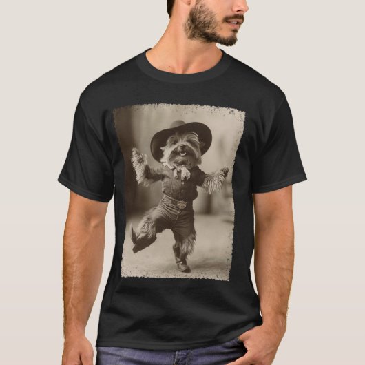 カウボーイ ヨークシャー テリア Tシャツ (正面)