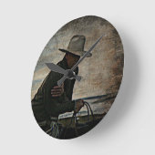 カウボーイ ラウンド壁時計 (傾斜)