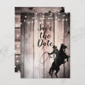 カウボーイ ラスティック ウッド バーン カントリー セーブ ザ デート 案内ポストカード (正面/裏面)
