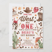 カウボーイ・ロデオ1歳の誕生日どのように西は1だった 招待状 (正面)