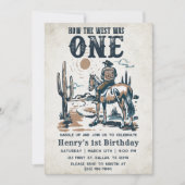 カウボーイ・ロデオ1歳の誕生日どのように西は1だった 招待状 (正面)