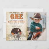 カウボーイ・ロデオ1歳の誕生日どのように西は1だった 招待状 (正面)