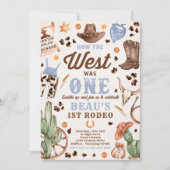カウボーイ・ロデオ1歳の誕生日どのように西は1だった 招待状 (正面)