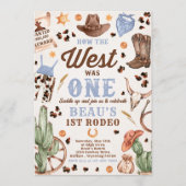 カウボーイ・ロデオ1歳の誕生日どのように西は1だった 招待状 (正面)