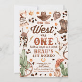 カウボーイ・ロデオ1歳の誕生日どのように西は1だった 招待状 (正面)