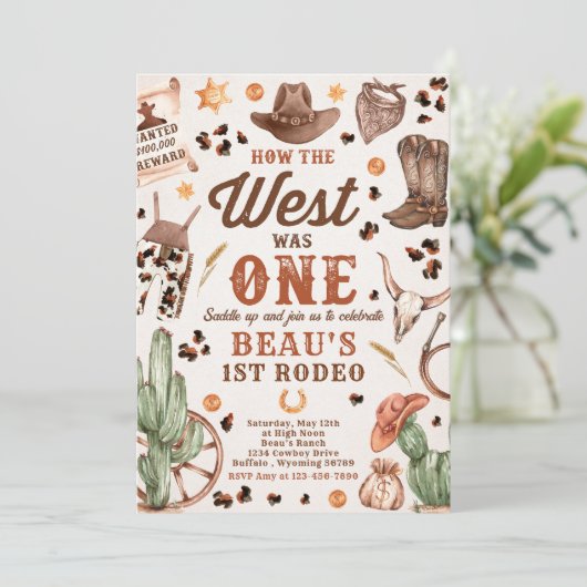 カウボーイ・ロデオ1歳の誕生日どのように西は1だった 招待状 (スタンド正面)