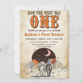 カウボーイ・ロデオ1歳の誕生日どのように西は1だった 招待状 (正面)