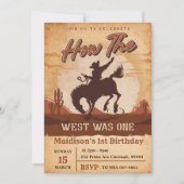 カウボーイ・ロデオ1歳の誕生日どのように西は1だった 招待状 (正面)
